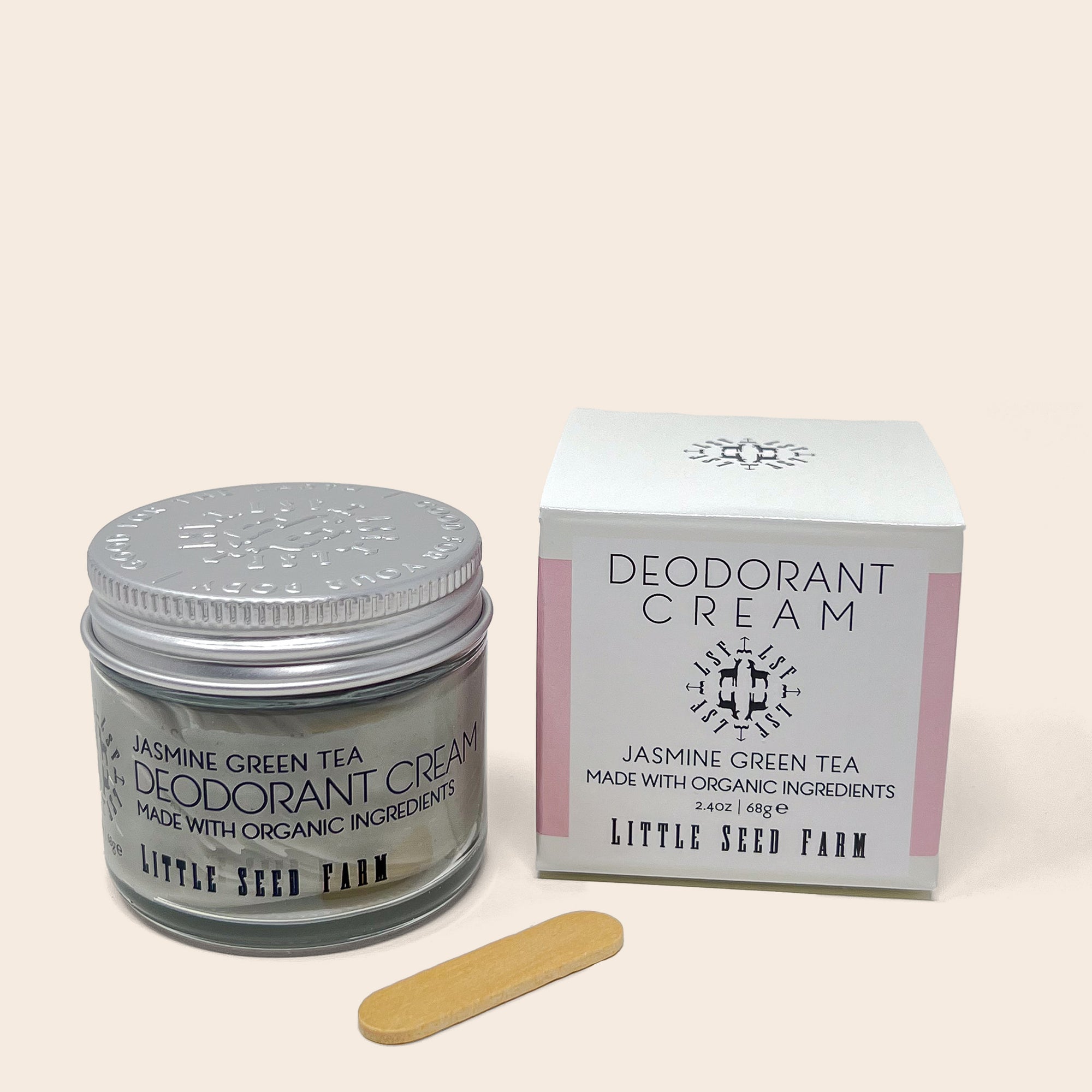 Jasmine Deodorant Cream In A Jar With Packaging and Applicator Stick