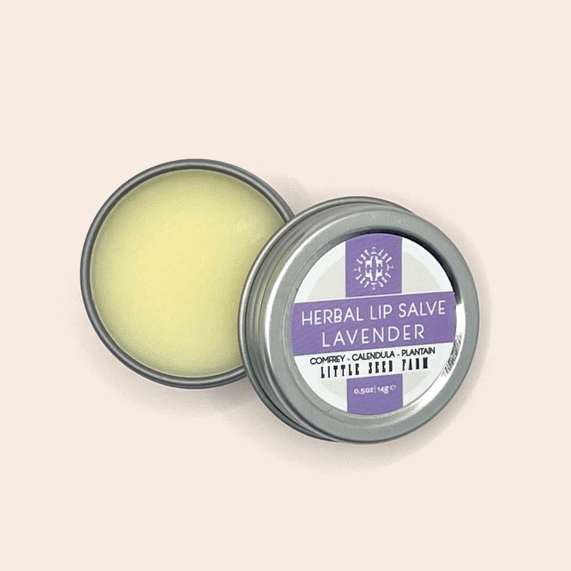 Lavender Herbal Lip Salve With Lid Off